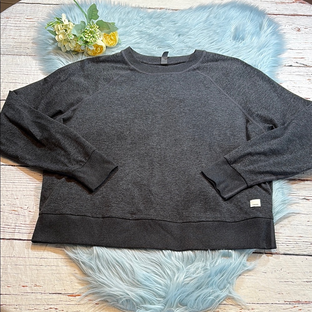 Vuori Long Sleeve Crew Halo Black Spacedye Pullover Sweatshirt Sz S